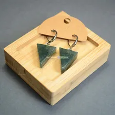 Серьги из агата зелёного/треугольник